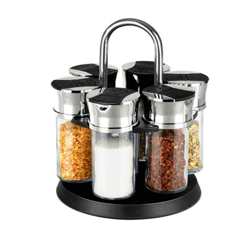 6 Jar Revolving Spice Rack Organizer Spices And Seasonings Sets With R