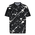 thumbnail image 5 of Blusa y camisa de manga corta con cuello vuelto para hombre, informal, holgada, a la moda, con botones estampados, blusa de manga corta con cuello vuelto para hombre, top de poliéster para hombre, 5 of 5