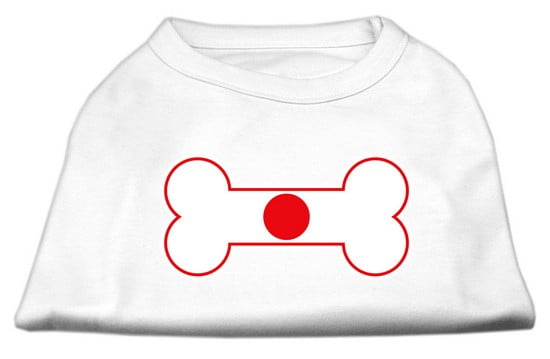 Bone Shaped Japan Flag Screen Print Shirts White M (12) by Mirage
