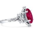 thumbnail image 5 of Art Deco Marquise Filigree Engagement Ring Ruby Cubic Zirconia White Tone 925 Sterling Silver, Size 6, 5 of 7
