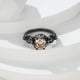 thumbnail image 3 of Anillos negros para mujeres y niñas, anillo gótico retro vintage de oro negro de 14 quilates, anillo de piedra de topacio champán con flor, joyería victoriana antigua, tamaño 5 6 7 8 9 10, 3 of 4