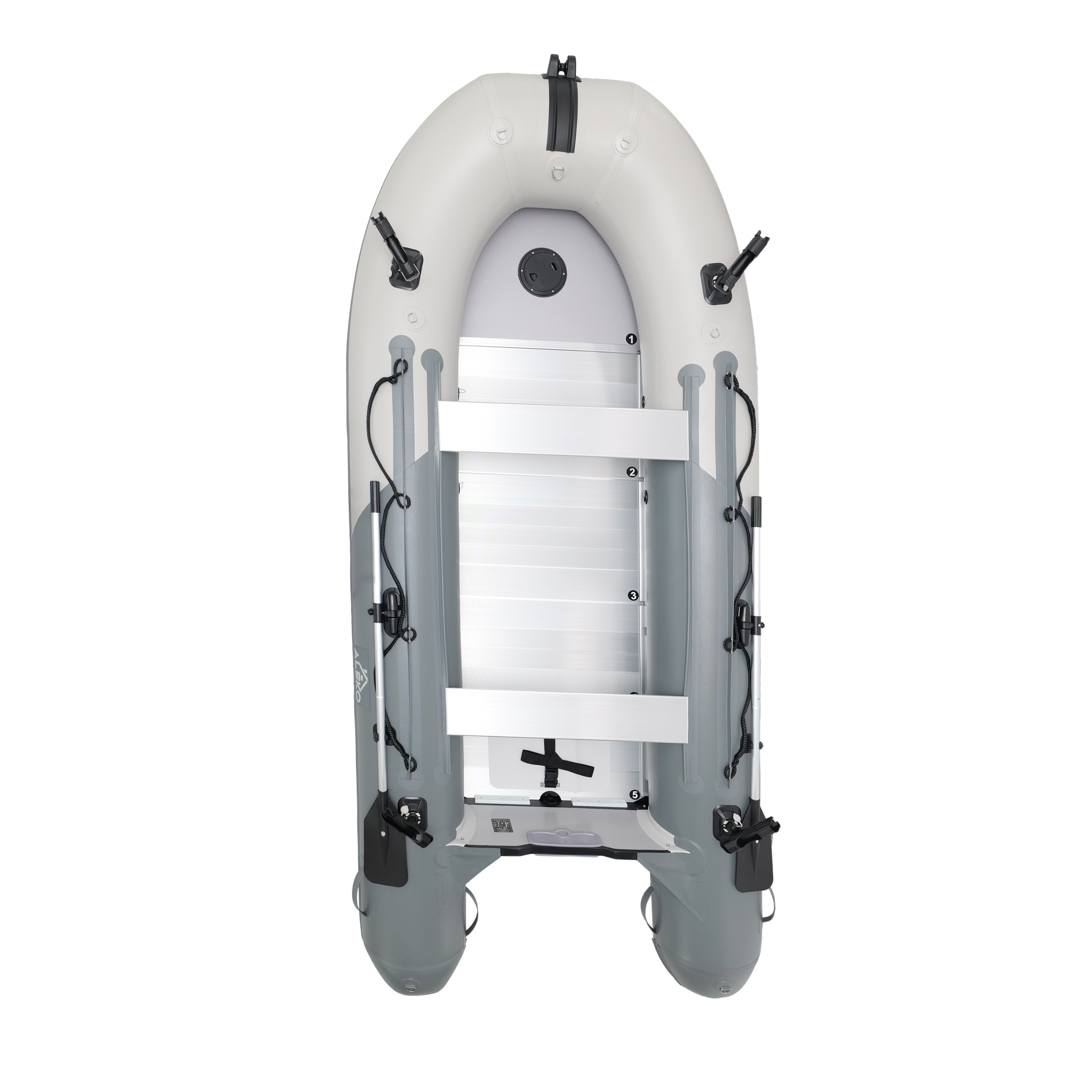ALEKO Inflatable Fishing Boat with Aluminum Floor 12.5 ft Light and Dark Gray