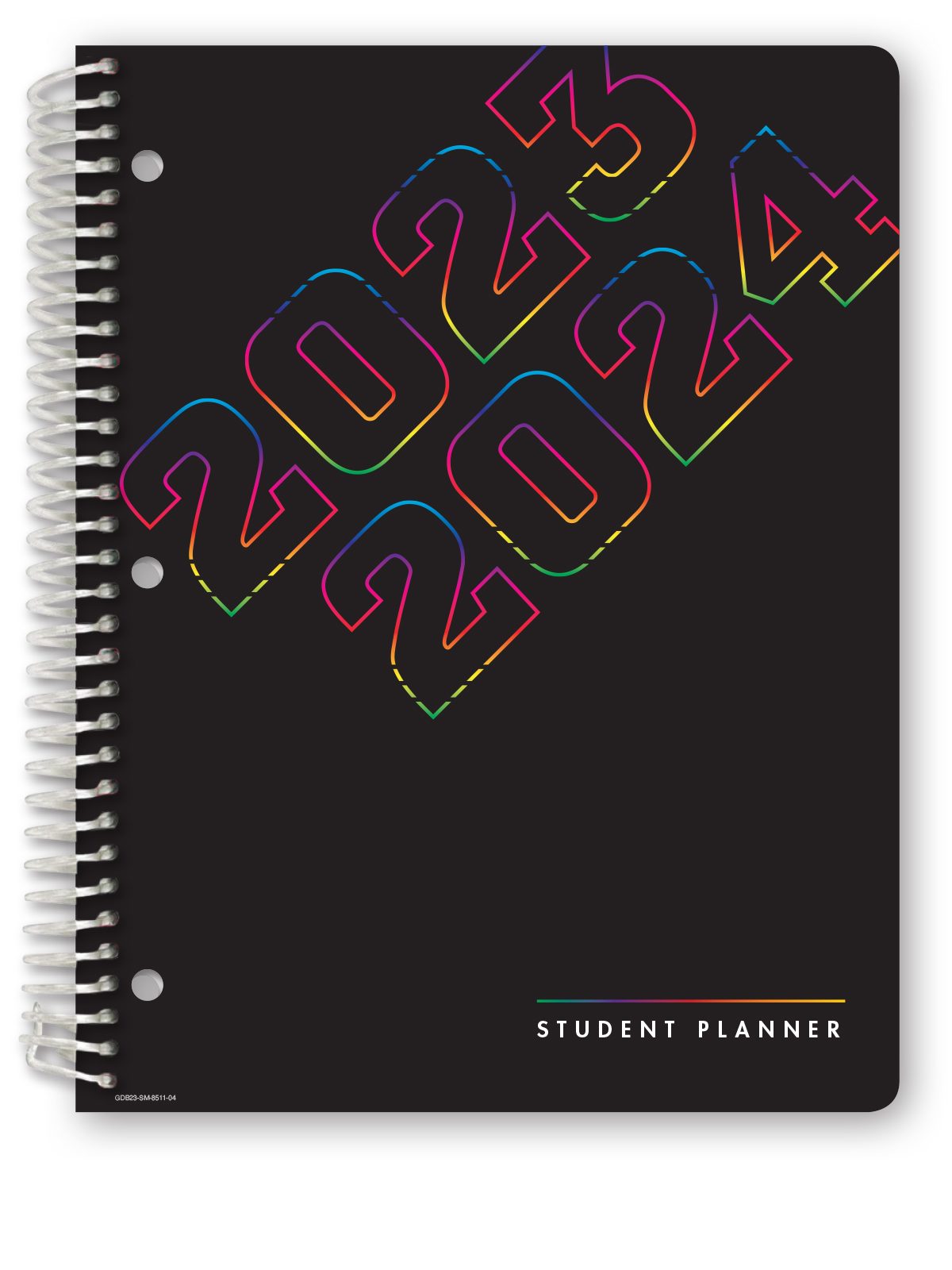 Global Datebooks Dated Middle or High School Secondary Student Planner for Academic Year 2023-2024 (August 2023 through June 2024) Matrix Style - Large 8.5"x 11" - Black Rainbow Numbers - image 5 of 10