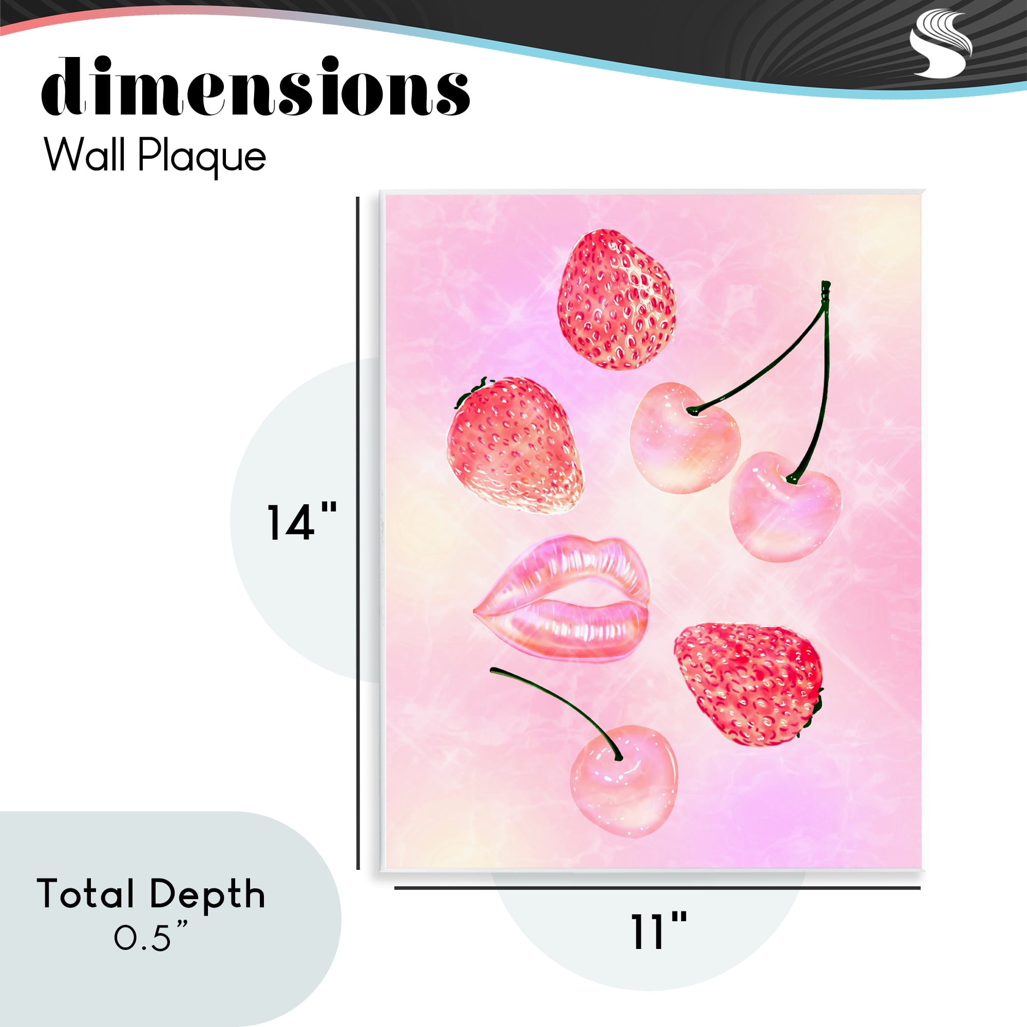 Pink Fruits and Kisses Wall Plaque Art, design by Ziwei Li