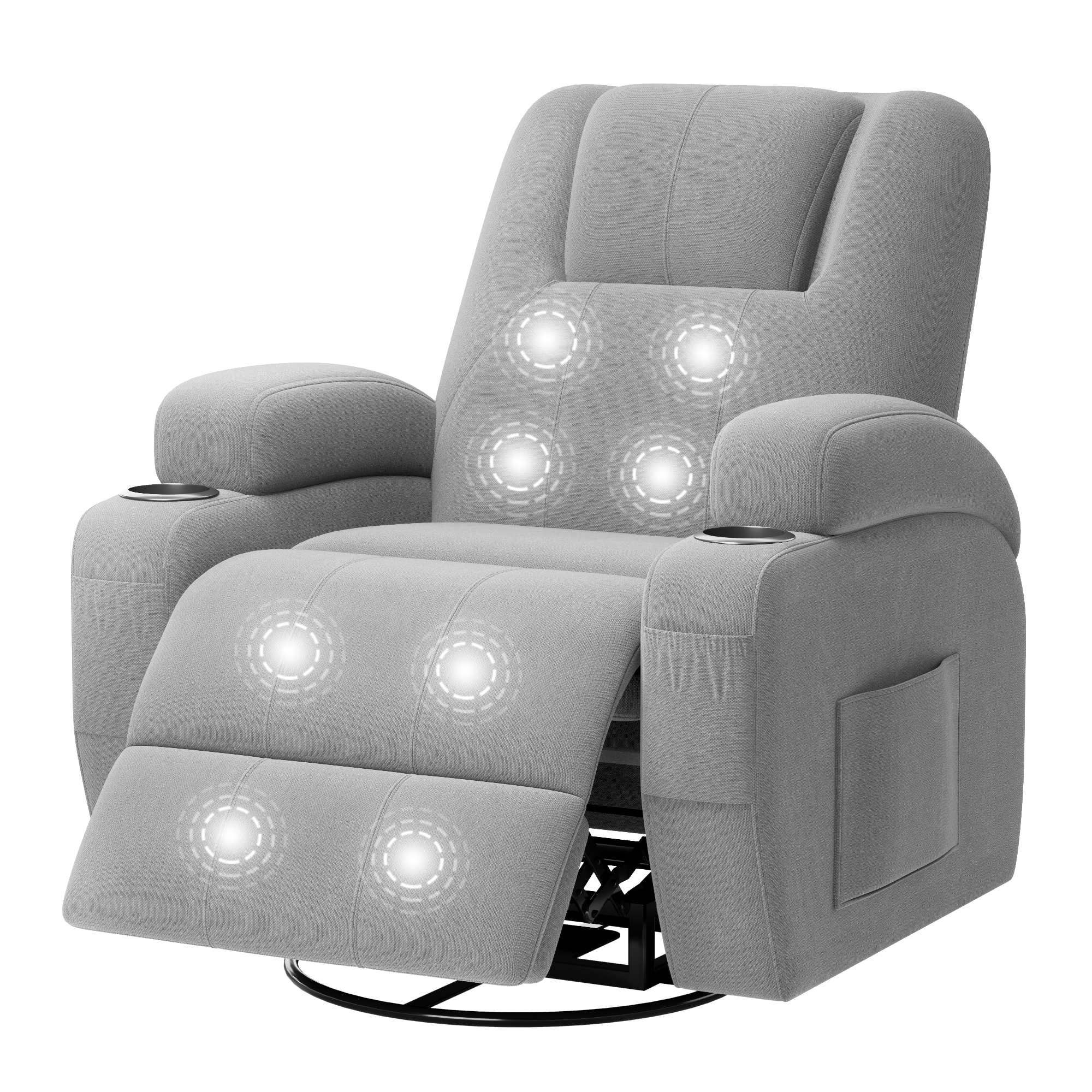 Furmax 360° Swivel Rocking Chair Power Massage Recliner With nursing Needs Oversized Furniture For Living Room,Gray