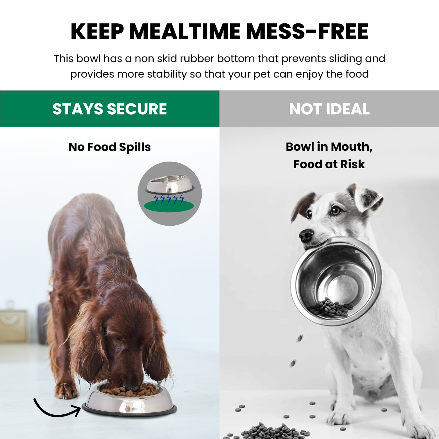 Iconic Pet Heavy Weight Non-Skid Easy Feed High Back Pet Bowl For Dog or Cat, 32 Oz, 4 Cup