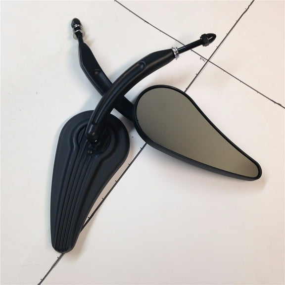 HTT-MOTOR Custom Aluminum Raindrop Shape Tailfin Mirrors Fit Harley Custom Vehicle Operations Dyna Low Rider Black