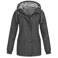 thumbnail image 3 of hoksml Women's Waterproof Hooded Rain Jacket Lightweight Windproof Drawstring Coat Outdoor Travel Daily, 3 of 9
