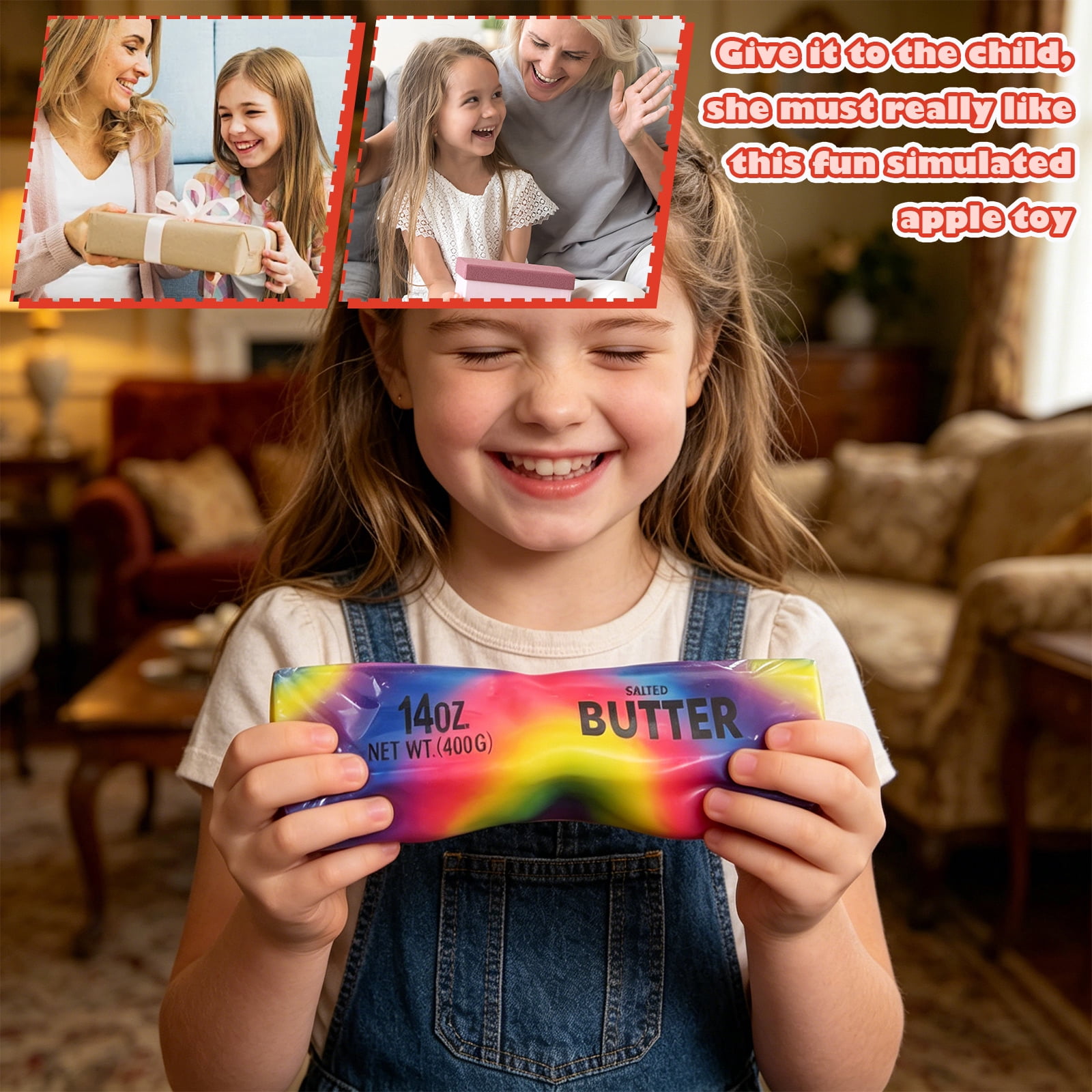 Jumbo Butter Squishies 14oz Butter Stick Squishy , Squeezy Butter Shape Stress Ball Slow Rising Food Fidget Toy for Stress Relief & Anxiety Relaxation 2026 (Colorful)