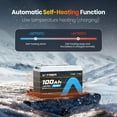 thumbnail image 6 of 12.8V 100AH Group 31  LiFePO4 Lithium Battery with Self-Heating, Built-in 100A BMS, High/Low Temp Cutoff, Supports Low Temp Charging(-4°F), 5000+ Cycles, Perfect for RV/Camping,Off-Grid,Sola, 6 of 8