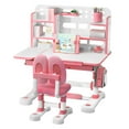 thumbnail image 6 of YiJin Ergonomic Kids Study Desk & Chair Set with Bookshelf | Height Adjustable Children's Desk with 50° Tilt Top, Storage Drawer for Home Study Room (Pink), 6 of 8