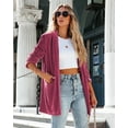 thumbnail image 4 of IROINNID Women's Casual Mid-Length Coat Solid Color Open Front Long Sleeve Outwear, Hot Pink, 4 of 7