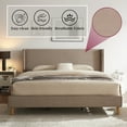 thumbnail image 2 of Zanmintaobo King Corduroy Platform Bed Frame with 42.5" Upholstered Wingback Headboard, Metal & Wood Slats,No Box Spring Needed, Mink, 2 of 8