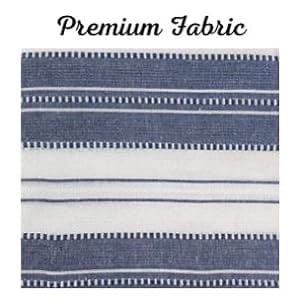 Serafina Home Nautical Striped Blue and White Fabric Shower Curtain: Chambray Cotton Luxury Hotel Detailed Eyelet Decorative Weave for Bathroom 72" x 72" (Denim Navy)