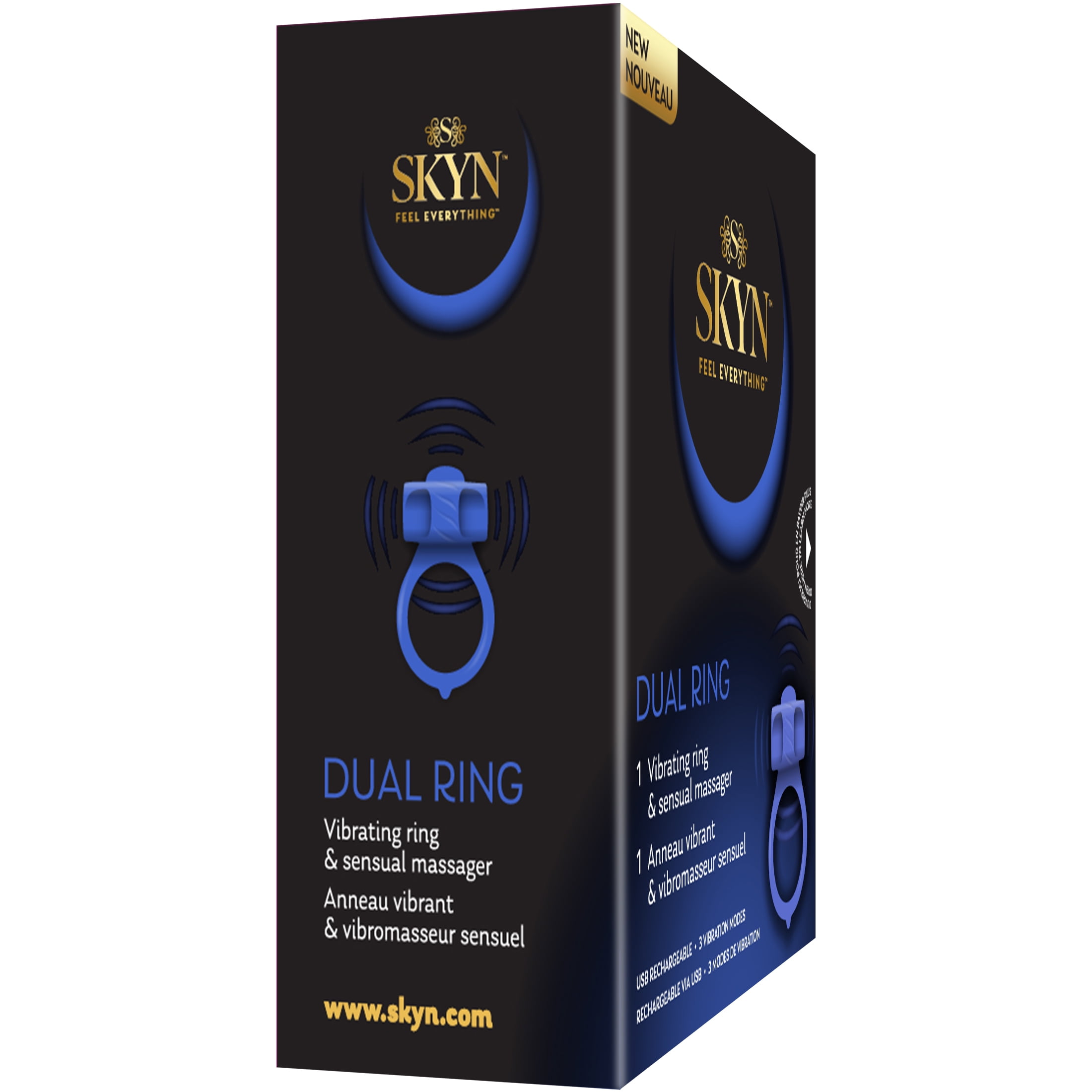 SKYN Dual Ring 1 Vibrating Ring and Sensual Massager, Purple