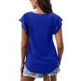 thumbnail image 4 of Mujeres Casual cuello redondo manga corta Puff Color sólido pulóver blusa camiseta Tops ajuste holgado OAVQHLG3B Store lin121212, 4 of 4