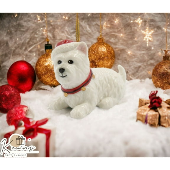 Westie Dog Christmas Tree Ornament Ceramic 3x2.5