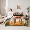 thumbnail image 4 of Castle Fairy Jungle Animal Deer Queen Bedding 7pcs for Teens,Ripped American Flag Autumn Leaf Bedding Comforter Set Queen,Red Brown Orange,Black Reversible, 4 of 7