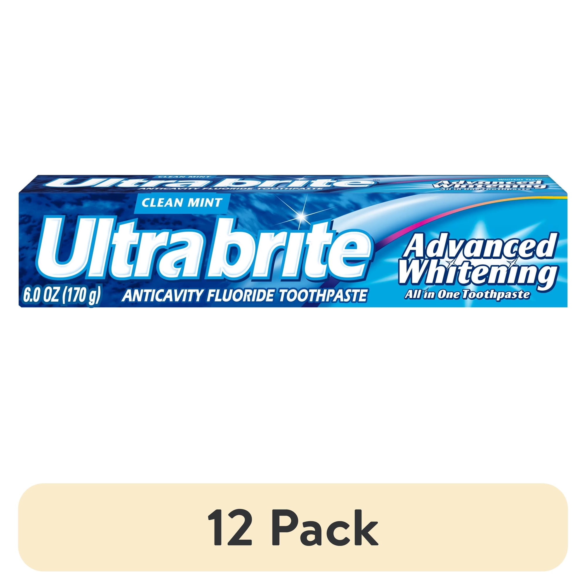 (12 pack) Ultrabrite Advanced Whitening Toothpaste, Clean Mint, 6 oz