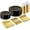 Black/Gold, variant on 300Pcs Clear Gold Plastic Disposable Dinnerware Set - Clear Plates with Gold Trim Include 50 Dinner / 50 Dessert Plates,50 Cups,150 Plastic Silverware Set for Party
