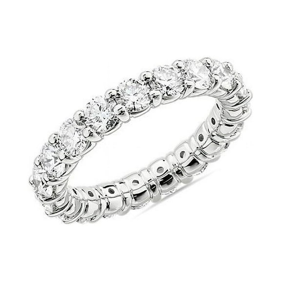 2.00 T.C.W Clarity-VS1 Round Shape Real Diamond New Design Wedding Eternity Band for Women Solid 14K White Gold Size 7
