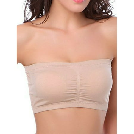 

Xsylife Women Double Layers Strapless Bra Seamless Bandeau Tube Removable Padded Top Stretchy Bras Plus Size