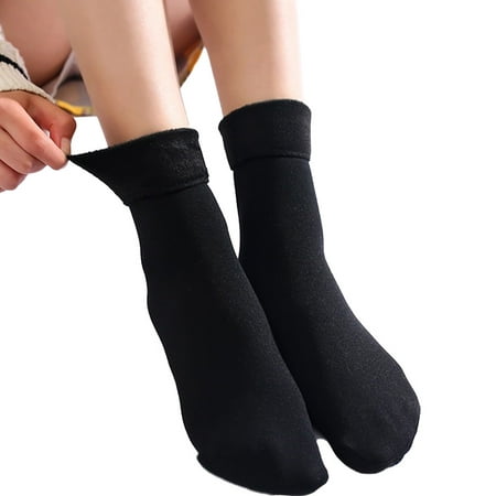 

LEAQU 1Pair Women Autumn Winter Warm Thick Solid Color Women Elastic Breathable Middle Tube Socks