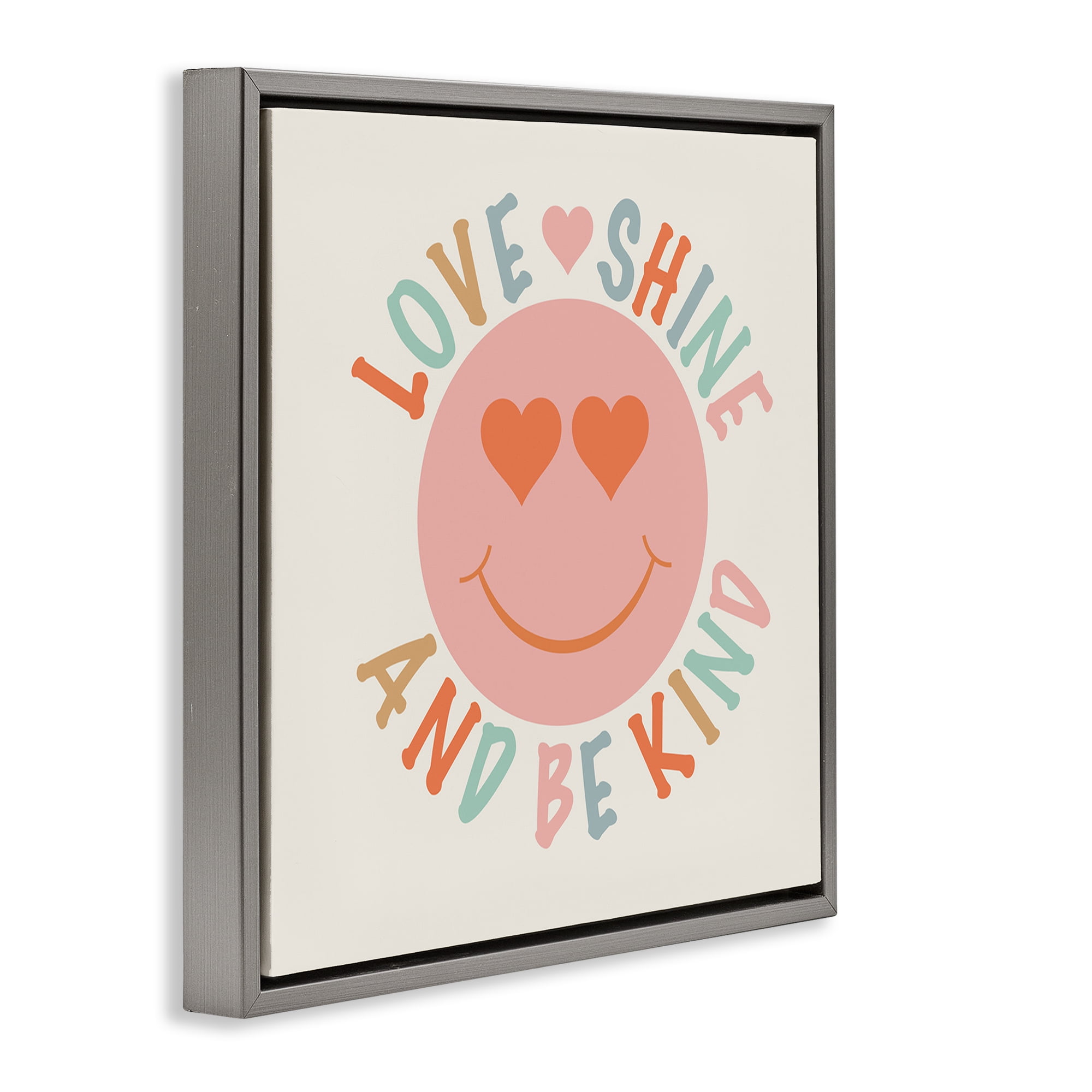 Stupell Industries Retro Be Kind Text & Numbers Painting Gray Floater Framed Canvas Art Print Wall Art, 18 x 18