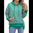 thumbnail image 3 of Sudadera de Rayas de Gran Tamaño para Mujer, Sudadera con Capucha de Bloques de Color, Jersey de Larga, Ropa Y2K Verde y XL, 3 of 10