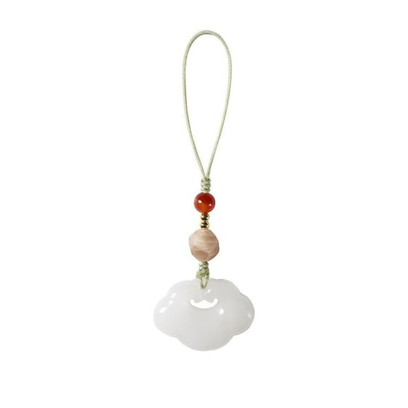 Aesthetic Phone Charm Strap Imitation White Jade Cloud Decorative Pendant Hanging String Keychain Phone Lanyard Cute Phone Chain。