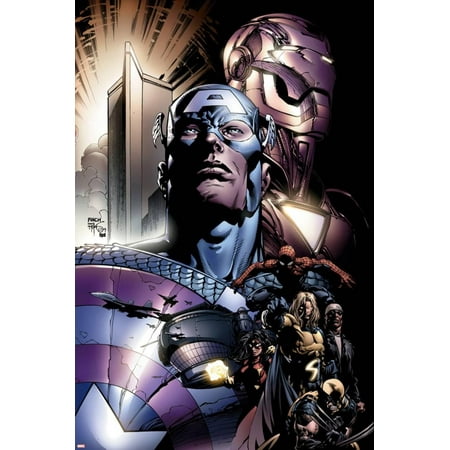 David Finch Cover - New Avengers No.6 Cover: Captain America Laminated Poster Wall Art By David Finch