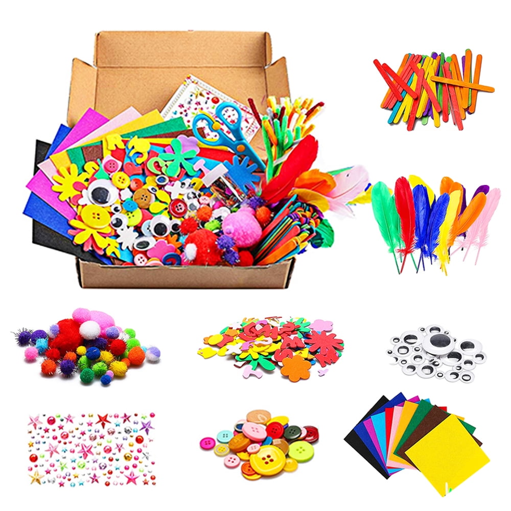 Austok 1219 Pcs Arts and Crafts Supplies for Kids DIY Art Craft Kit Creatie Craft  Supplies Kit for Toddlers School Projects DIY Parent Child Actiities Crafts  Party Supplies 