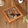 thumbnail image 2 of Ajuny Wooden Spice Box 8x8 Inch - Decorative Masala Dabba Organizer with Glass Lid, 9 Fixed Compartments & Spoon, Spice Storage Container, Ideal for Seasonings & Herbs, 2 of 8