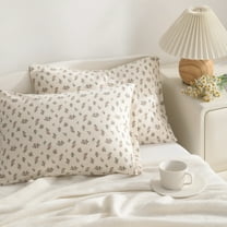 Super Soft Cotton Jersey Toddler Pillowcases Set of 2, Breathable Travel Pillow Cover with Envelope Closure, 18 x 13 inches, Light-colored Flower