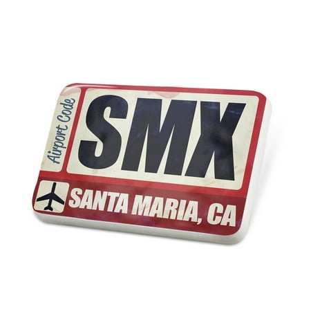Porcelein Pin Airportcode SMX Santa Maria, CA Lapel Badge –