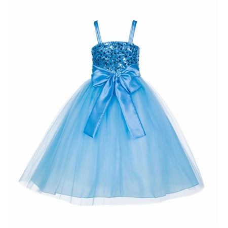 Elegant Special Occasion Dresses Ekidsbridal Spaghetti-Straps Sequin Tulle Flower Girl Dresses Elegant Stunning Formal Special Occasions Pageant Wedding Princess Party Birthday Recital Reception B-1508NF ()