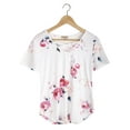 thumbnail image 6 of LELINTA Casual Womens Pullover T Shirt Short Sleeve Floral Printed Tops Shirt Blouse Cross Neck Tops, 6 of 6