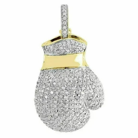 Men's Pendant 14k Yellow Gold Plated 2CT Round Cut Real Moissanite Boxing Gloves Pendant