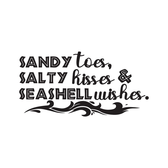 Sandy Toes Salty Kisses Seashell Wishes Beach Lovers Coast Seashore Lakeshore Wall Art Sticker Designs Vinyl Stickers For Home House Walls Rooms Windows Bedroom Decoration Size (26x26 inch)