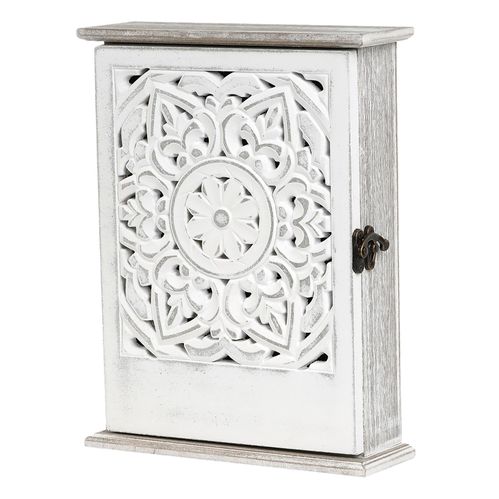 Key Box Key Holder Key Cabinet Solid Wood with 6 Hooks for Entryway Offices and Homes Decoration
