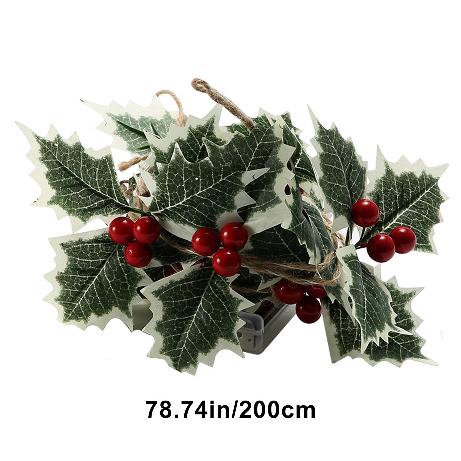Cadorn 20 LED Christmas Holly Berry Leaf Fairy Lights, 78 Inch Red Berry Green Leaf String Lights for Christmas Tree Xmas Holiday Party Indoor Outdoor Decorations