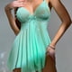 thumbnail image 3 of Gibobby Pijamas para mujer Pijama sexy de encaje para mujer Lencería sexy Traje de pijama con tirantes de malla(Verde de menta,CH), 3 of 5