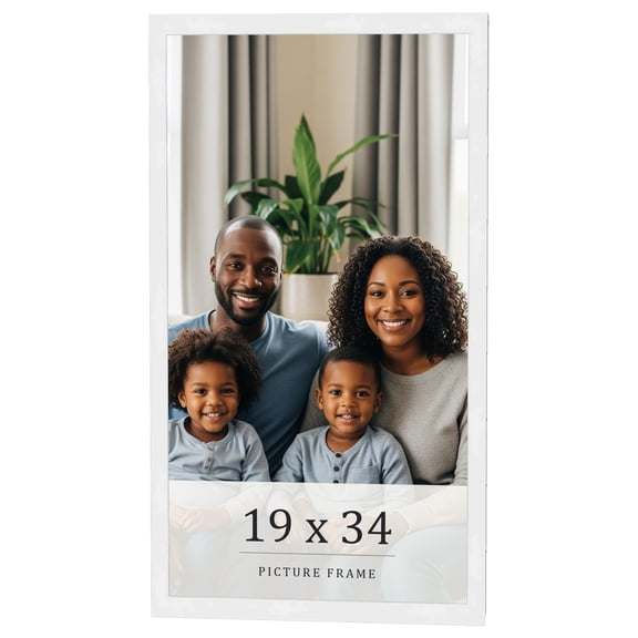 19x34 Frame White Real Wood Picture Frame Width 0.75 inches | Interior Frame Depth 0.5 inches |