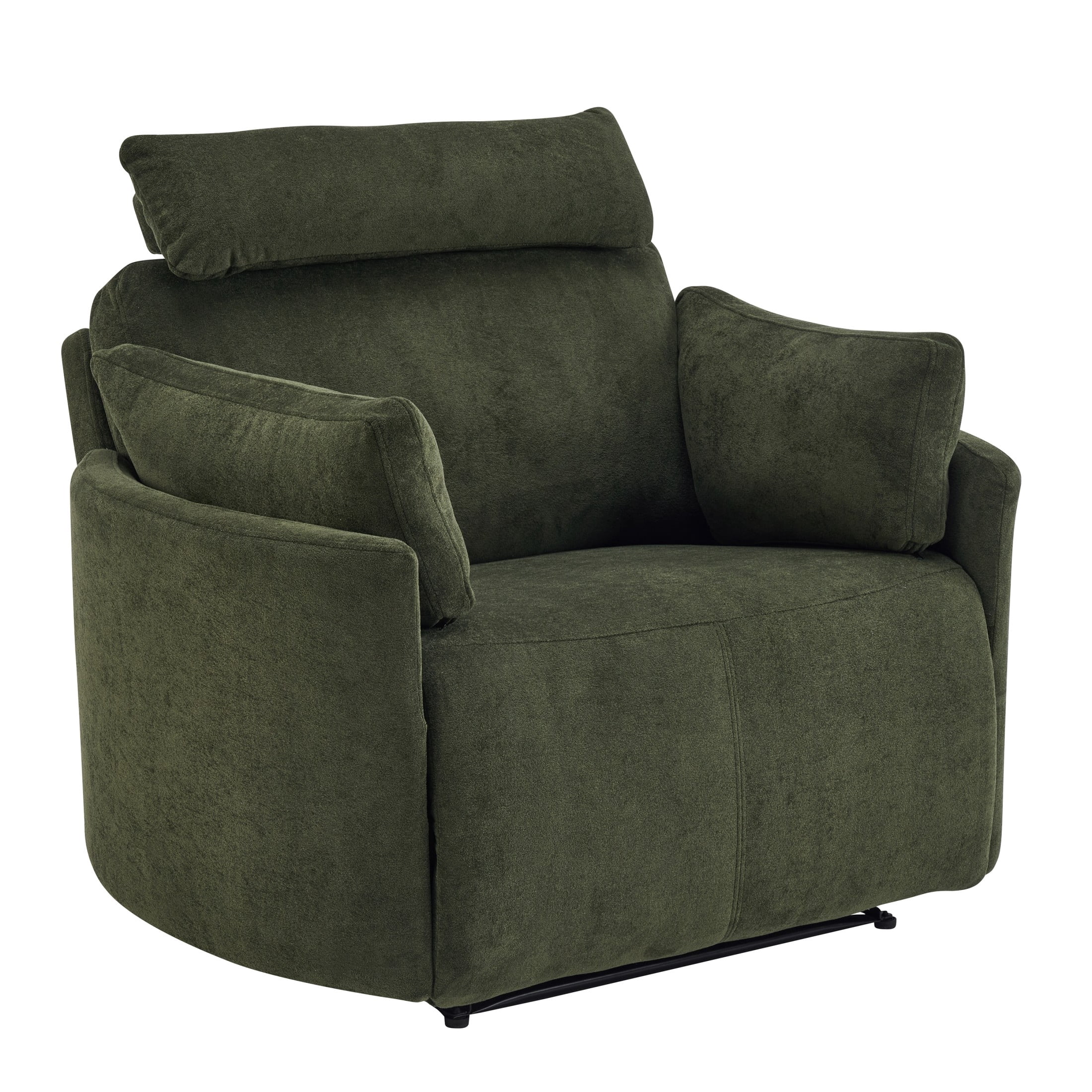 Christopher Knight Home Modern Oversized Manual Recliner Chair with Adjustable Headrest and Pillows, Dark Green