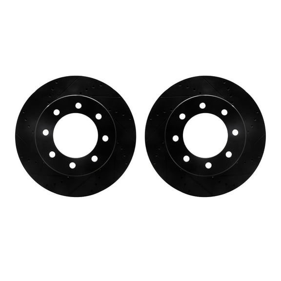 Dynamic Friction Company Front Brake Rotors-Drilled and Slotted-Black 8002-40066