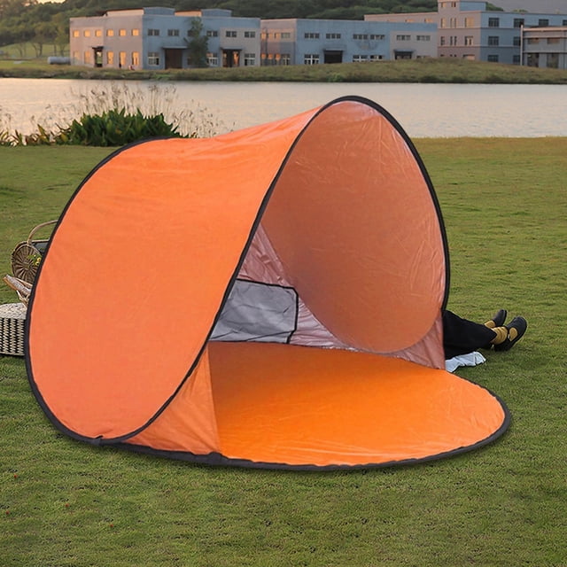 Carpa de playa Protección portátil Ligero Resistente al agua Refugio solar Automático Naranja Cola Tienda de playa