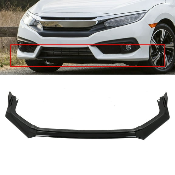 SCITOO Glossy Black Front Bumper Lip Type-R Style Fits for 2022-2023 for Honda Civic Sedan PP Front Lip Spoiler