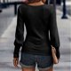 thumbnail image 4 of Jersey de punto para mujer, jersey para mujer, Top de canalé para mujer, Top de manga larga de punto acanalado, suéter con cuello en U para mujer, durabilidad probada en el tiempo, 4 of 6