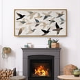 thumbnail image 3 of Large Framed Canvas Print Abstract Birds Group Wall Art Decorative Ready to Hang Painting for Living room Bedroom - 60"x30" Natural Frame, 3 of 7