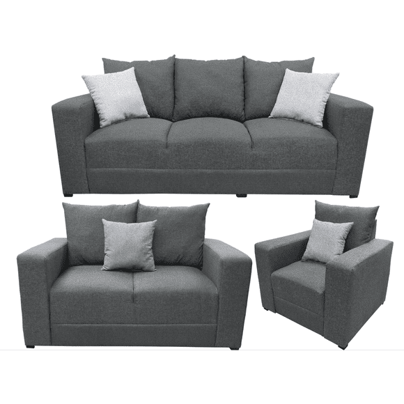 Sala Modular 3-2-1 El Bazar Store Miami Gris Oxford, Sofa, Love seat y sillon